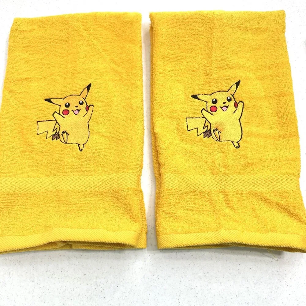 Pokemon Towels Embroidered Hand Towel Set Bathroom Decor Anime Gamer Gift